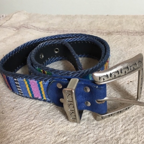 BOHO Whipstitch Silver Buckle Belt Southwestern - Picture 1 of 8